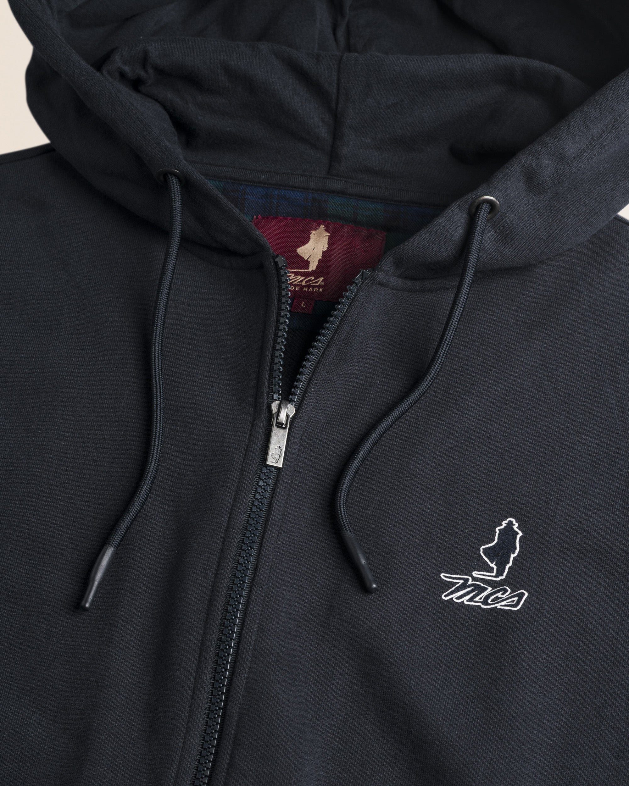 Felpa con Cappuccio Full Zip in Cotone dettaglio - Black