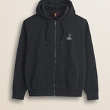 Felpa con Cappuccio Full Zip in Cotone fronte - Black