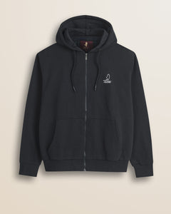 Felpa con Cappuccio Full Zip in Cotone fronte - Black