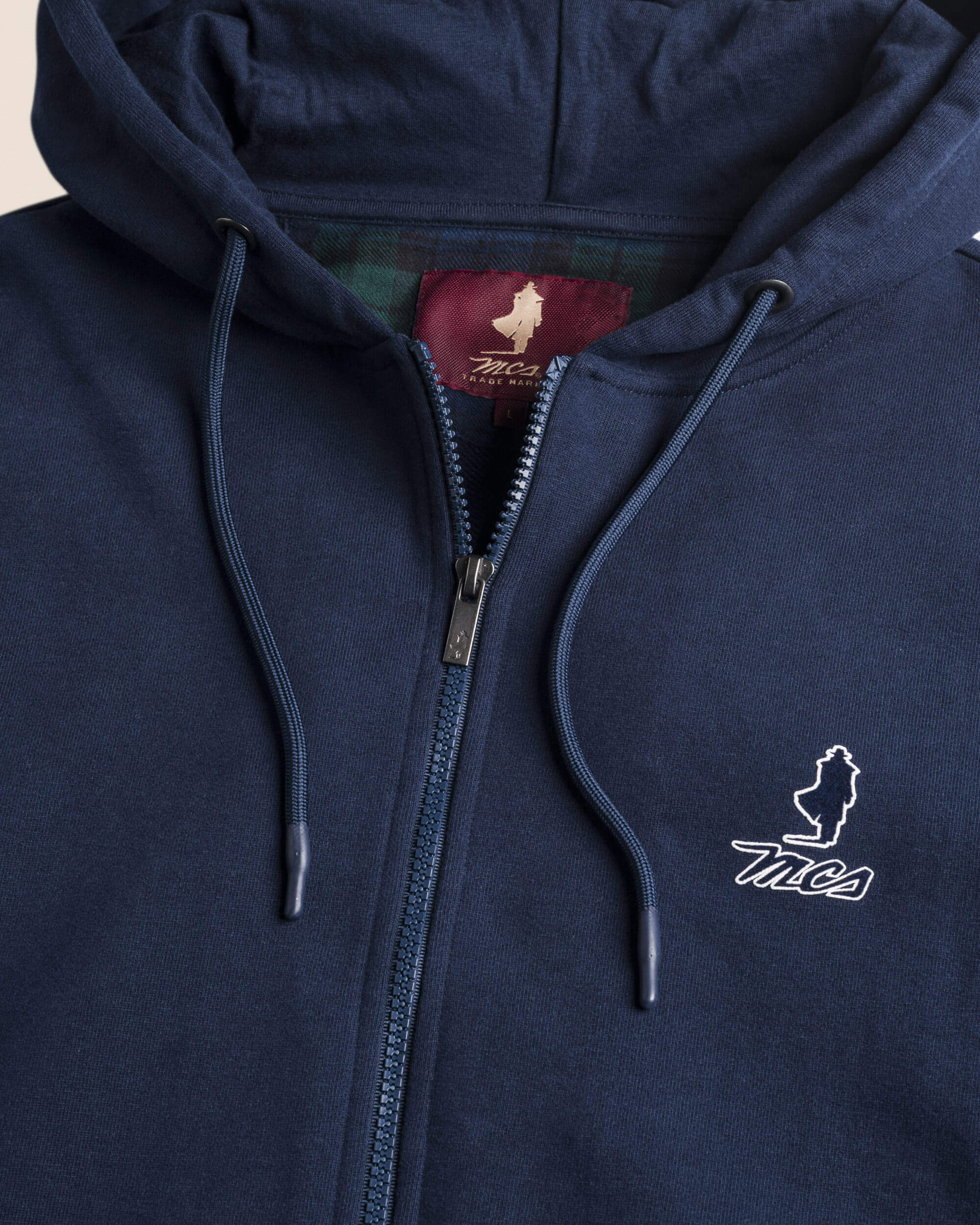 Felpa con Cappuccio Full Zip in Cotone dettaglio - Navy Blue