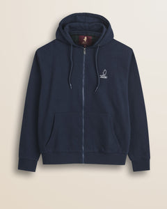 Felpa con Cappuccio Full Zip in Cotone fronte - Navy Blue