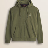 Felpa con Cappuccio Full Zip in Cotone fronte - Olive Night