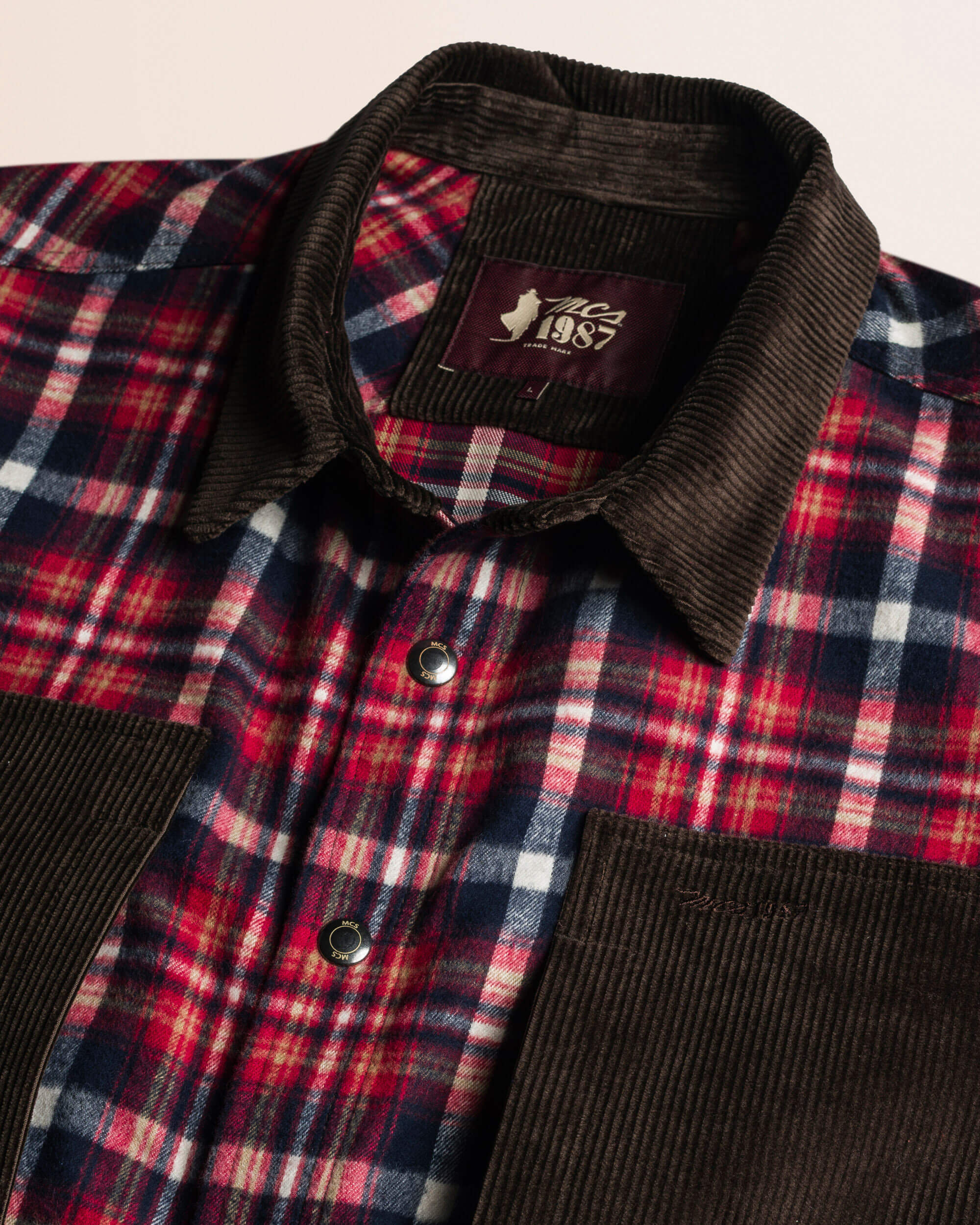 Overshirt in Flanella a Quadri dettaglio colletto - Red Check