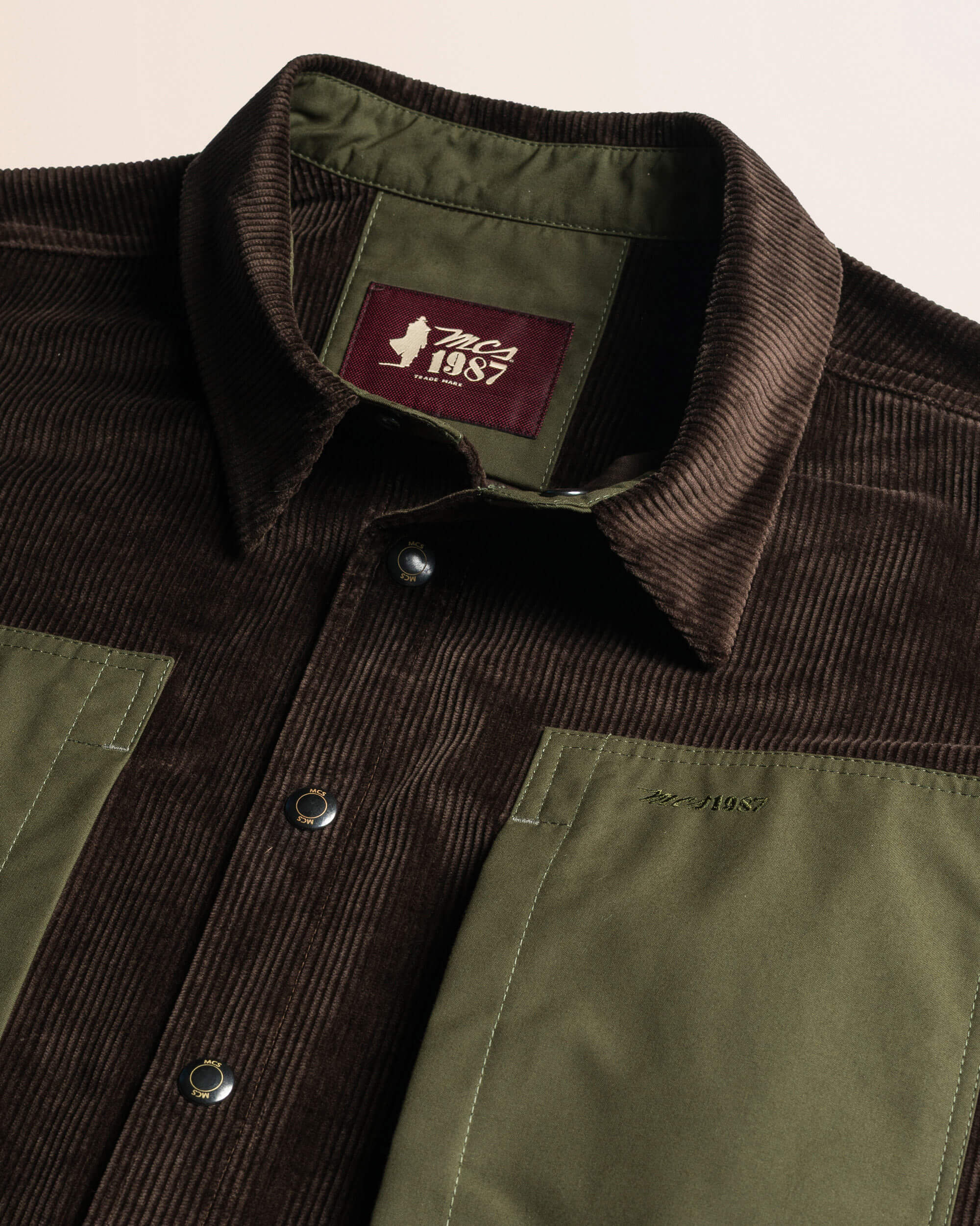 Overshirt in Velluto a Coste dettaglio colletto - Brown