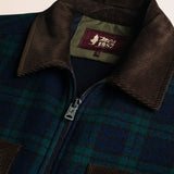 Giacca Harrington in lana check Black Watch dettaglio colletto - Black Watch