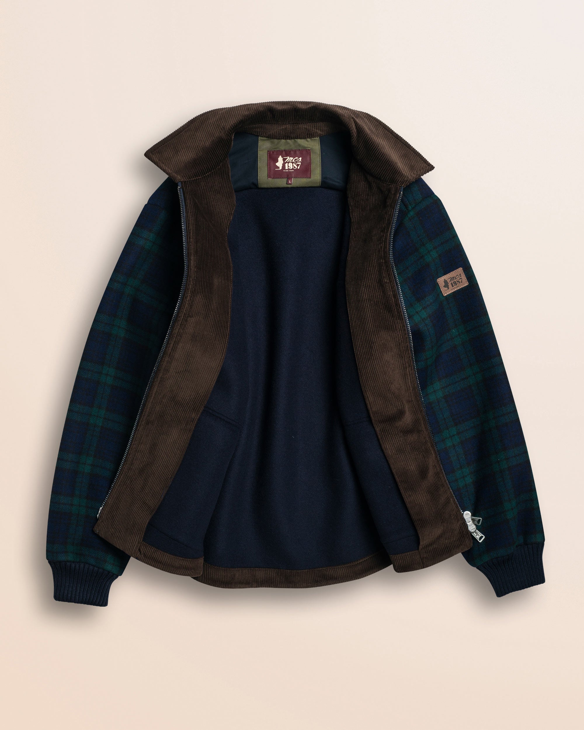 Giacca Harrington in lana check Black Watch dettaglio interno - Black Watch