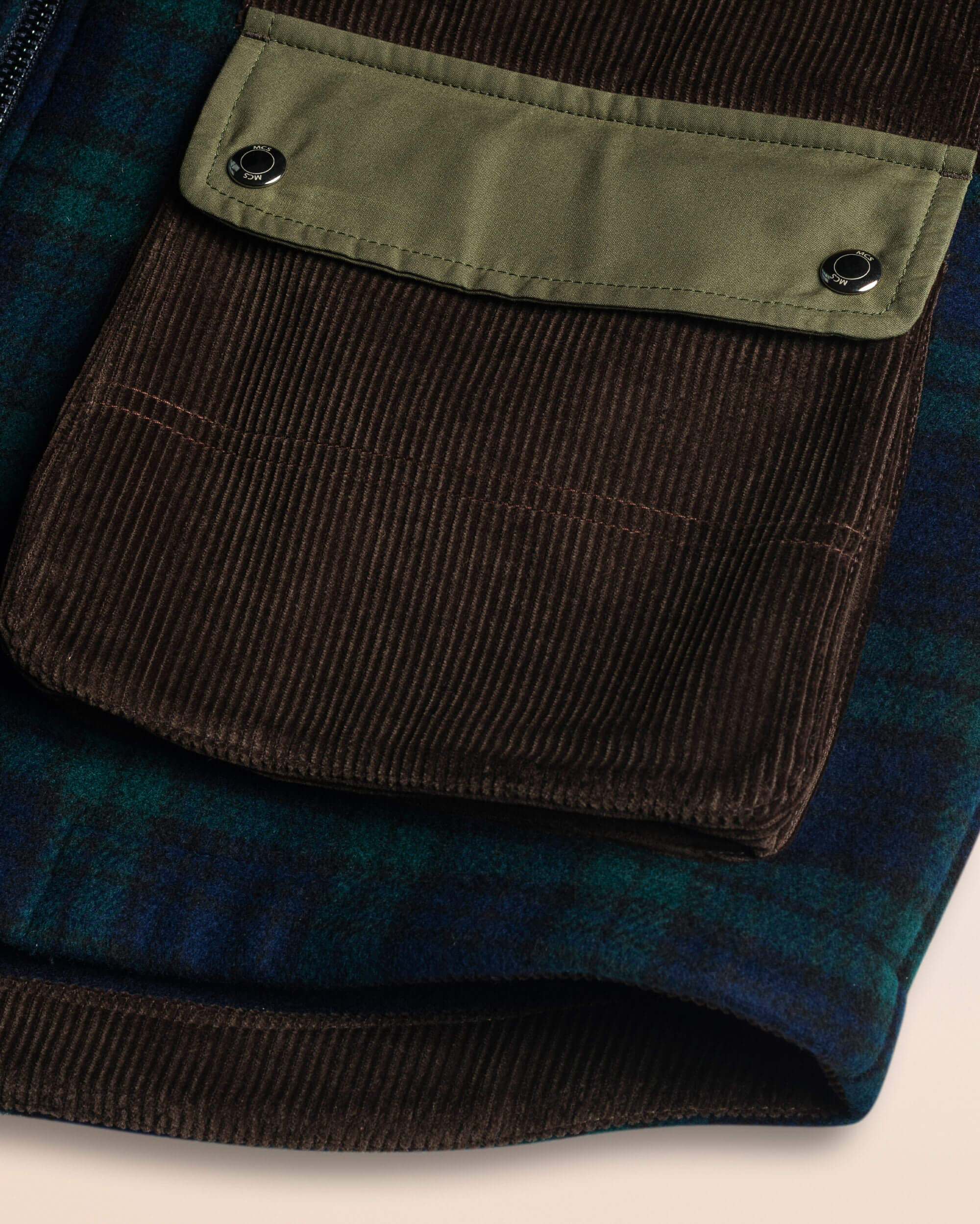 Giacca Harrington in lana check Black Watch dettaglio tasca - Black Watch