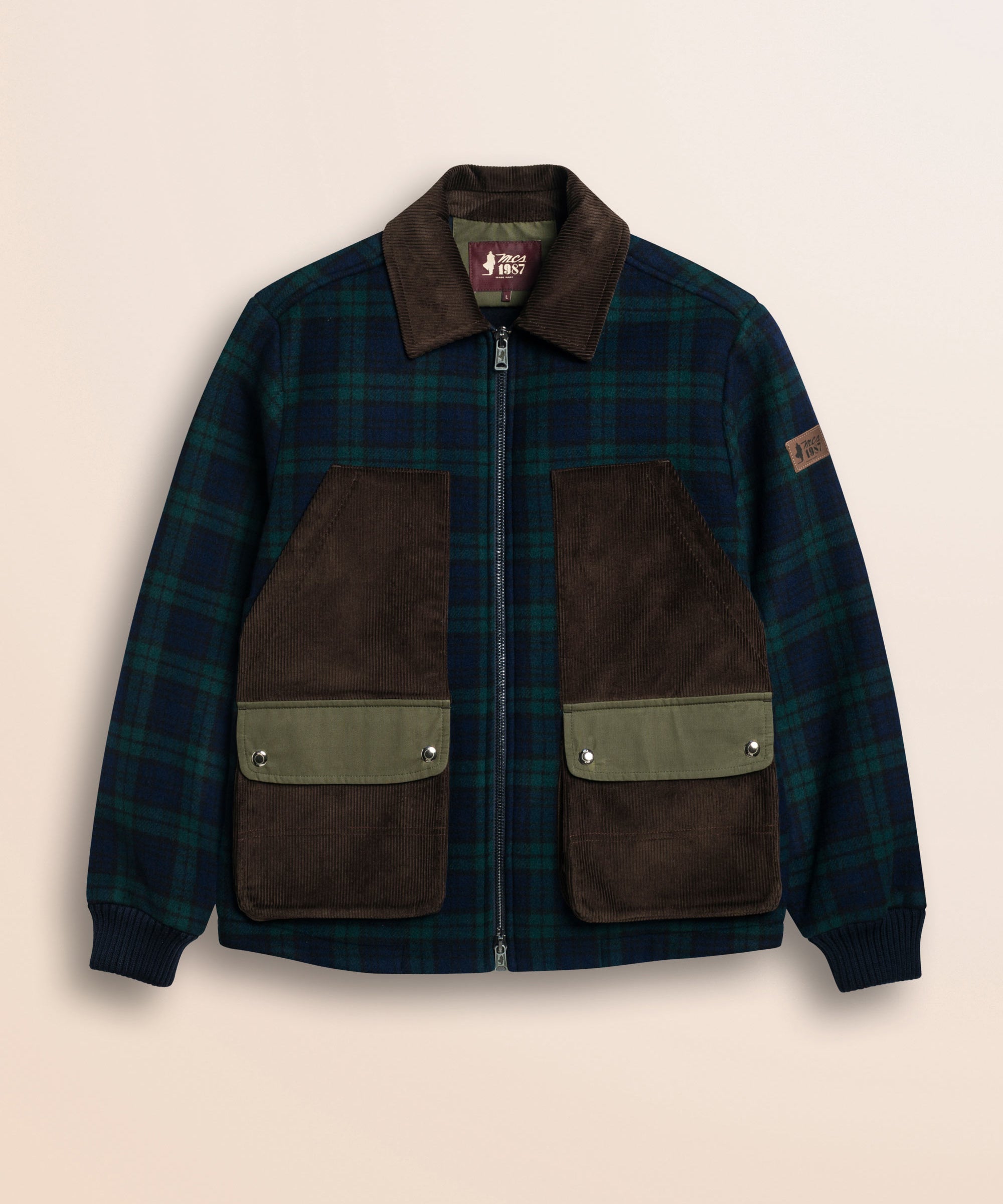 Giacca Harrington in lana check Black Watch fronte - Black Watch