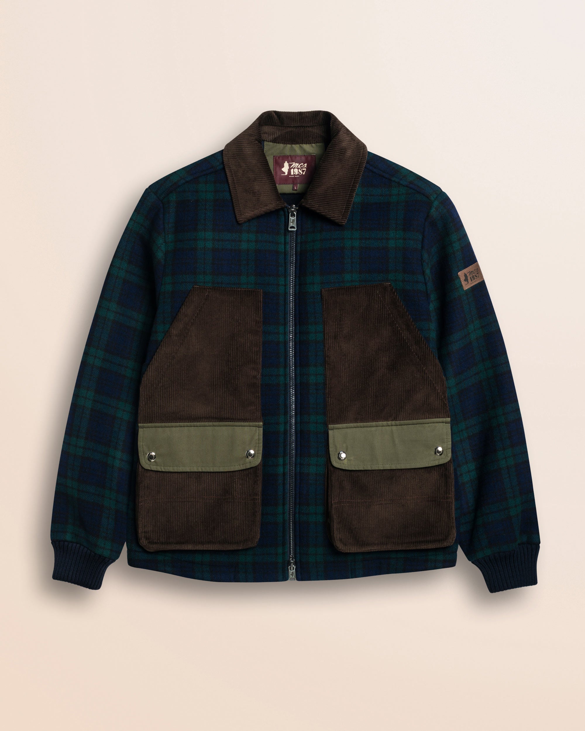 Giacca Harrington in lana check Black Watch fronte - Black Watch