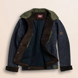 Giacca Trucker in Lana e Lino dettaglio interno - Blue Denim