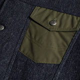 Giacca Trucker in Lana e Lino dettaglio tasca - Blue Denim