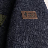 Giacca Trucker in Lana e Lino dettaglio - Blue Denim