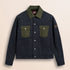 Giacca Trucker in Lana e Lino fronte - Blue Denim