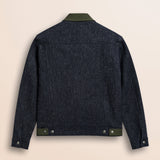 Giacca Trucker in Lana e Lino retro - Blue Denim