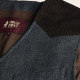 Gilet in Lana Herringbone dettaglio colletto - Herringbone Grey Melange