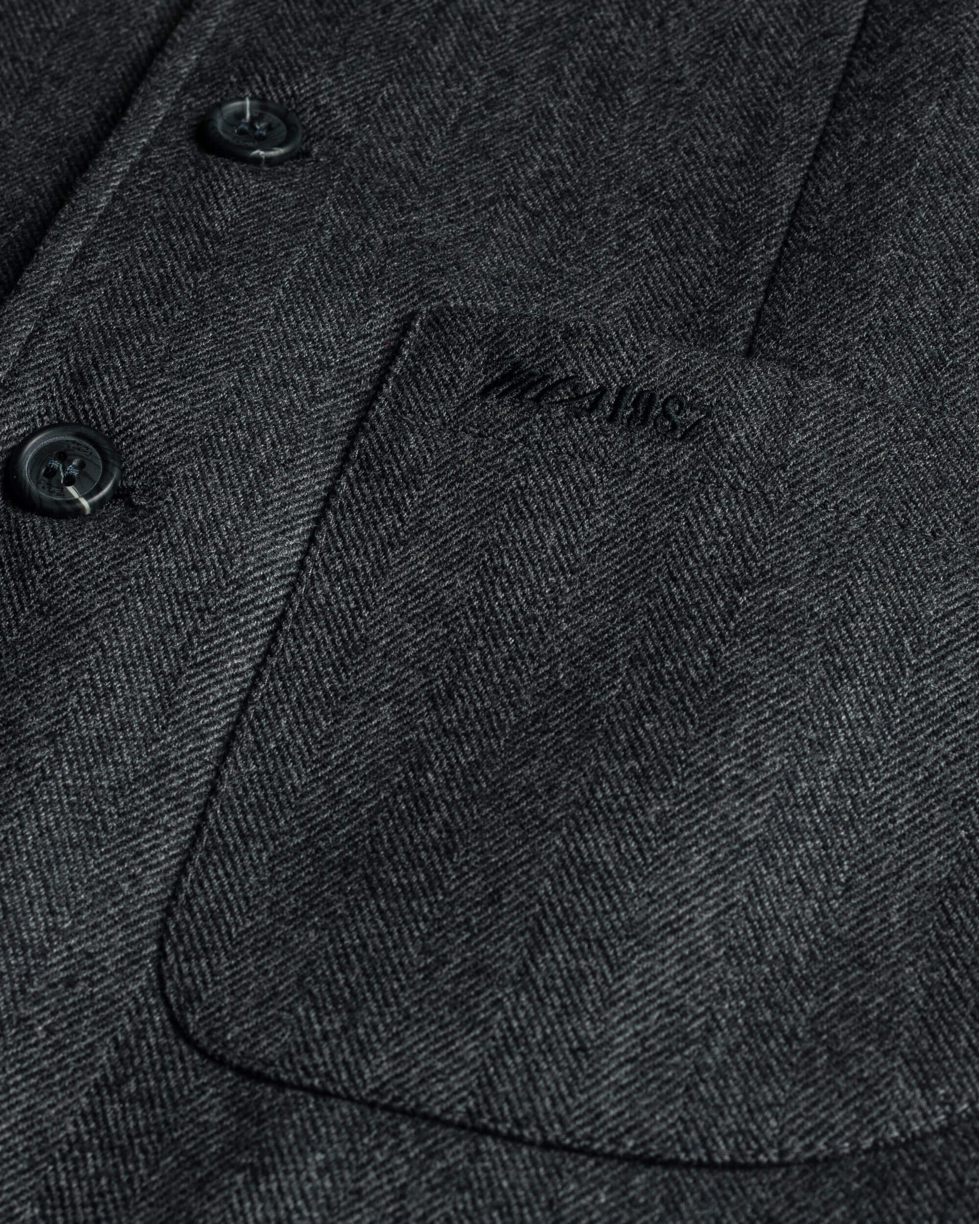 Gilet in Lana Herringbone dettaglio - Herringbone Grey Melange