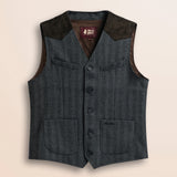 Gilet in Lana Herringbone fronte - Herringbone Grey Melange