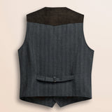Gilet in Lana Herringbone retro - Herringbone Grey Melange