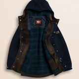 Caban in lana check Black Watch dettaglio interno - Blue Navy