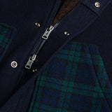 Caban in lana check Black Watch dettaglio zip - Blue Navy