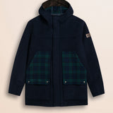Caban in lana check Black Watch fronte - Blue Navy