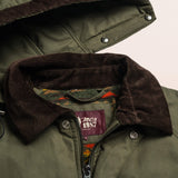 British Millerain Waxed Cotton Pea Coat - Military Green
