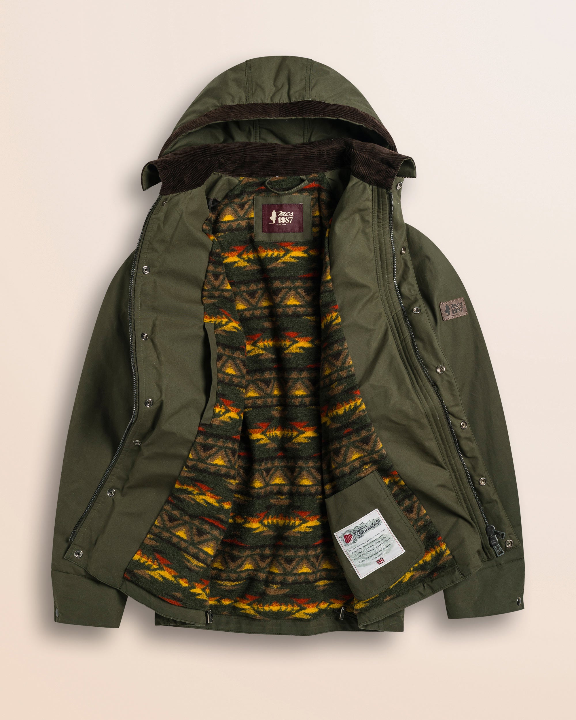 Caban in Cotone Cerato British Millerain dettaglio interno - Military Green