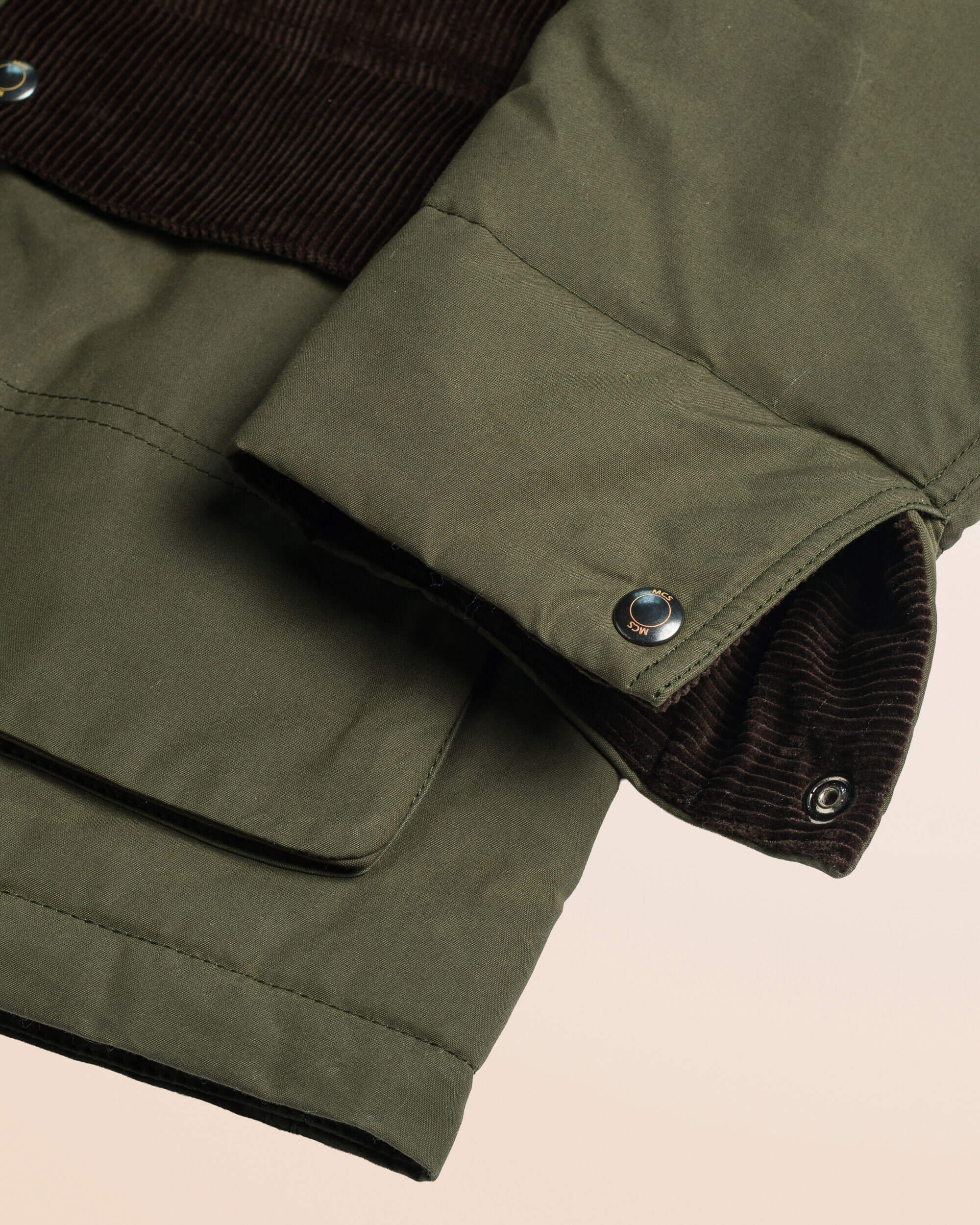Caban in Cotone Cerato British Millerain dettaglio manica - Military Green