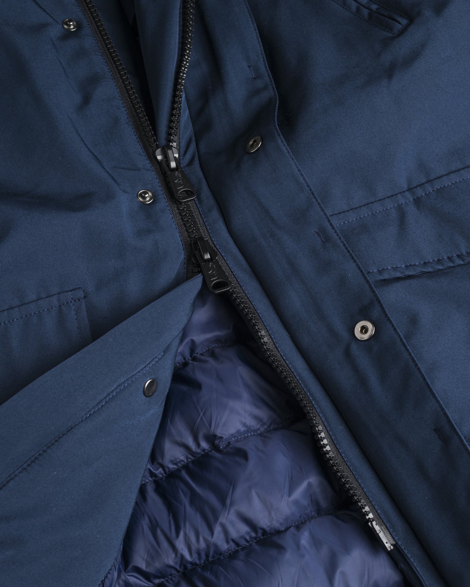 Parka in Softshell Imbottito Antivento dettaglio apertura - Navy Blue