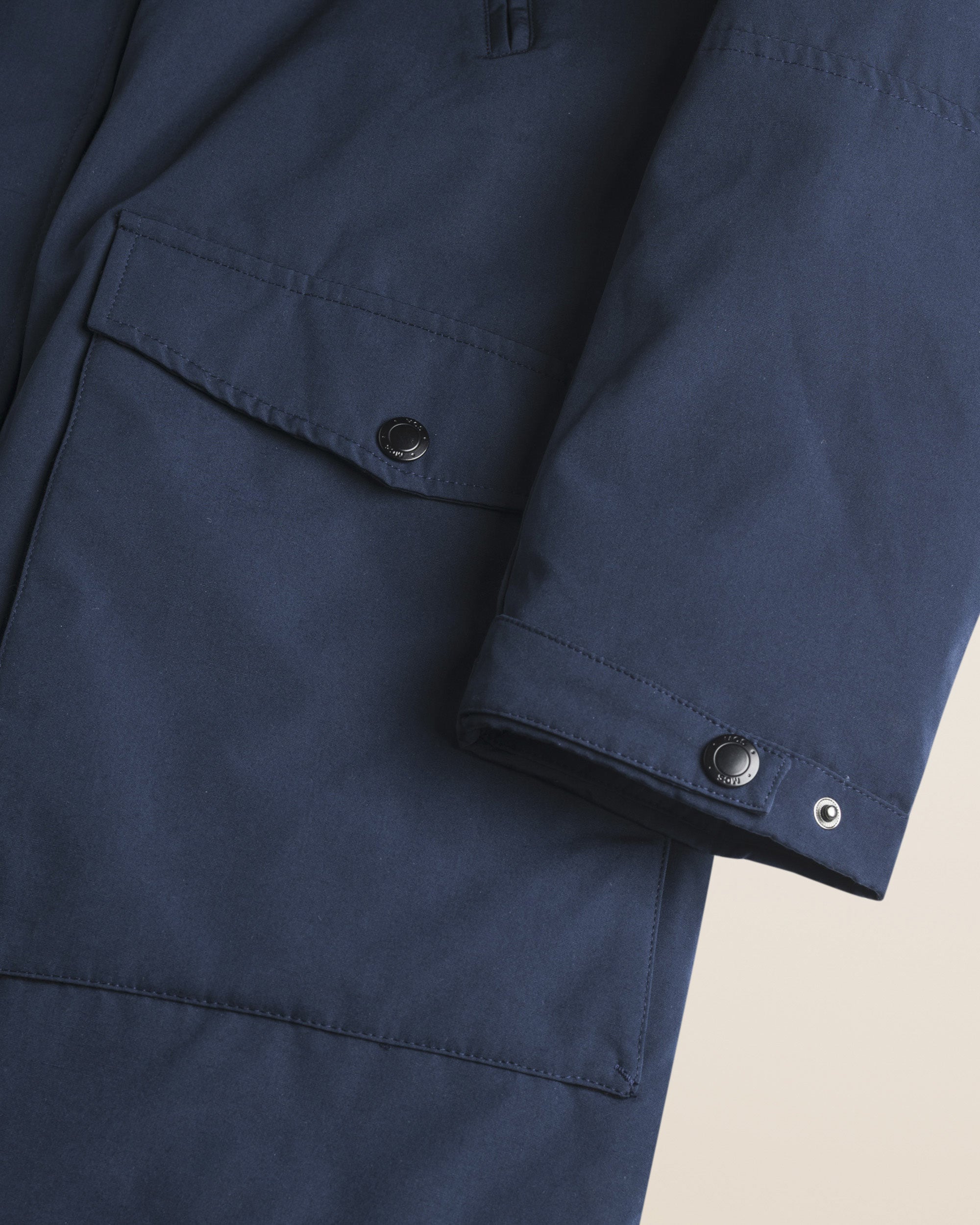 Parka in Softshell Imbottito Antivento dettaglio manica - Navy Blue