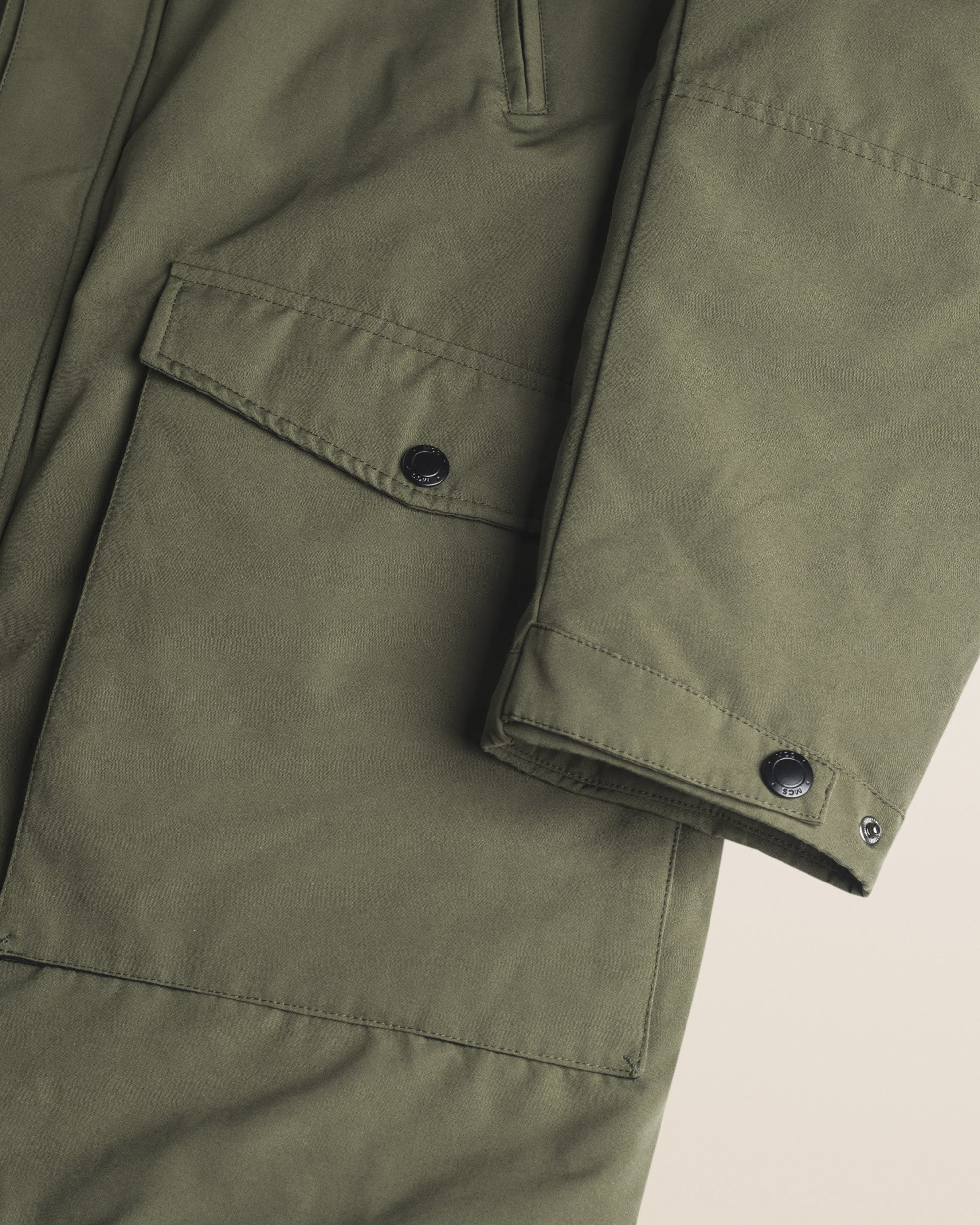Parka in Softshell Imbottito Antivento dettaglio manica - Olive Night