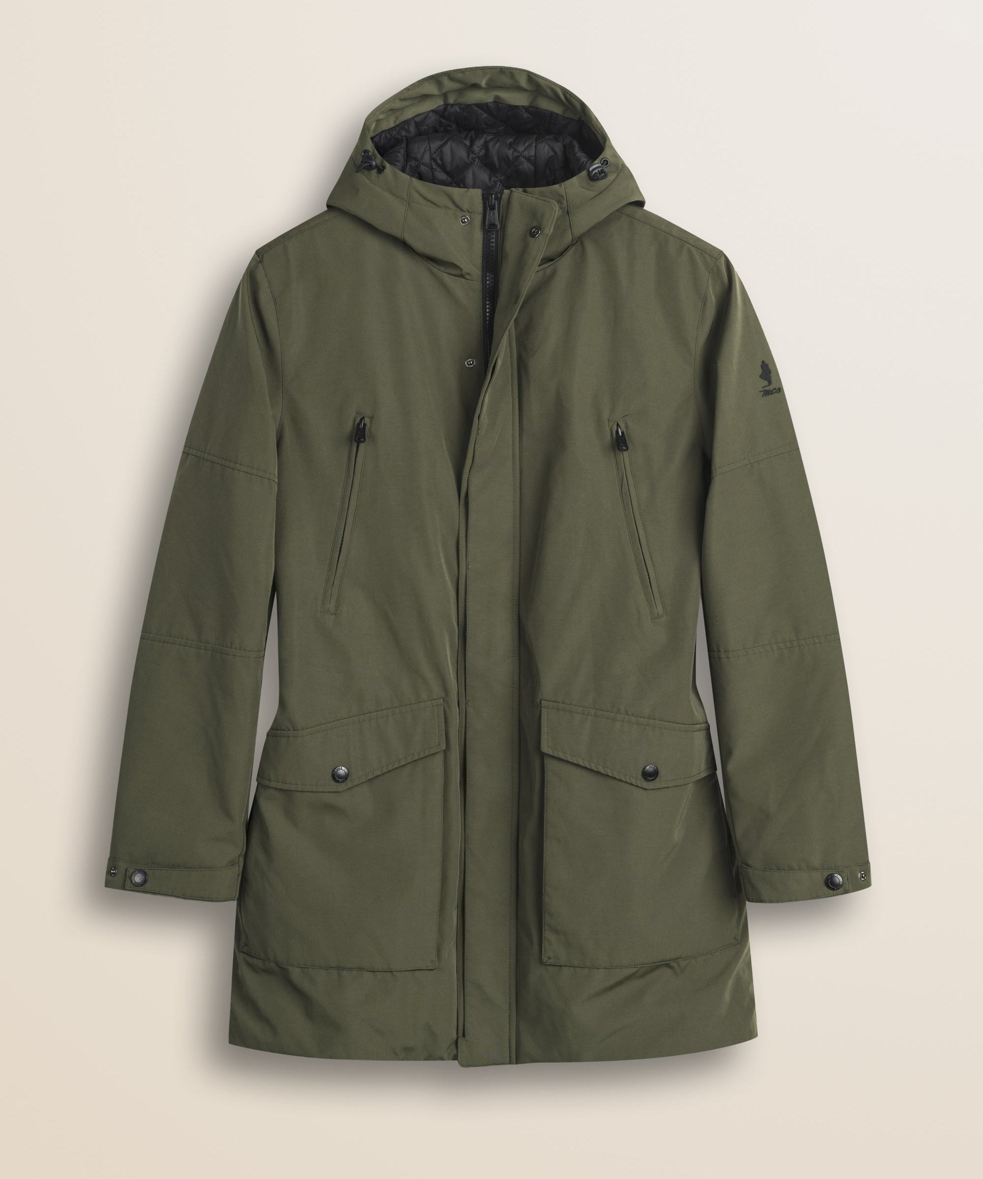 Parka in Softshell Imbottito Antivento fronte - Olive Night