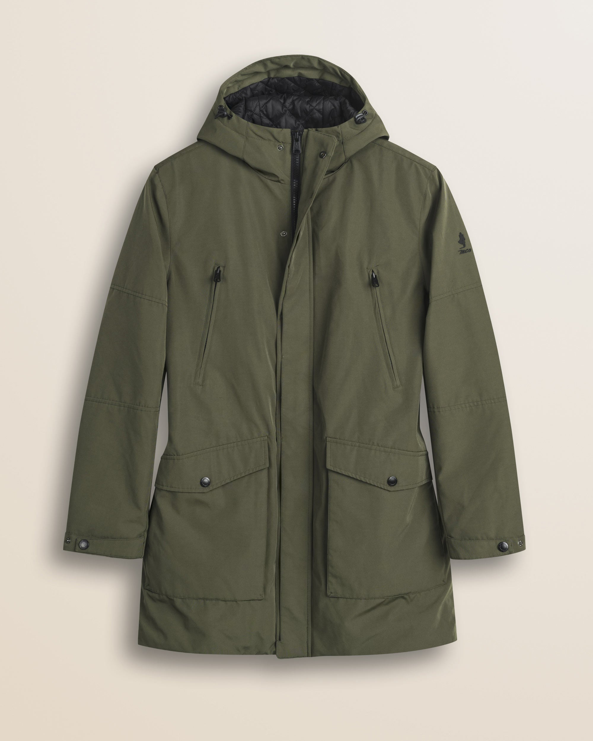 Parka in Softshell Imbottito Antivento fronte - Olive Night