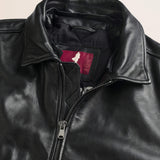 Giubbotto Aviatore in Pelle con Collo Staccabile dettaglio colletto - Black