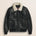 Giubbotto Aviatore in Pelle con Collo Staccabile fronte - Black