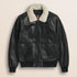 Giubbotto Aviatore in Pelle con Collo Staccabile fronte - Black