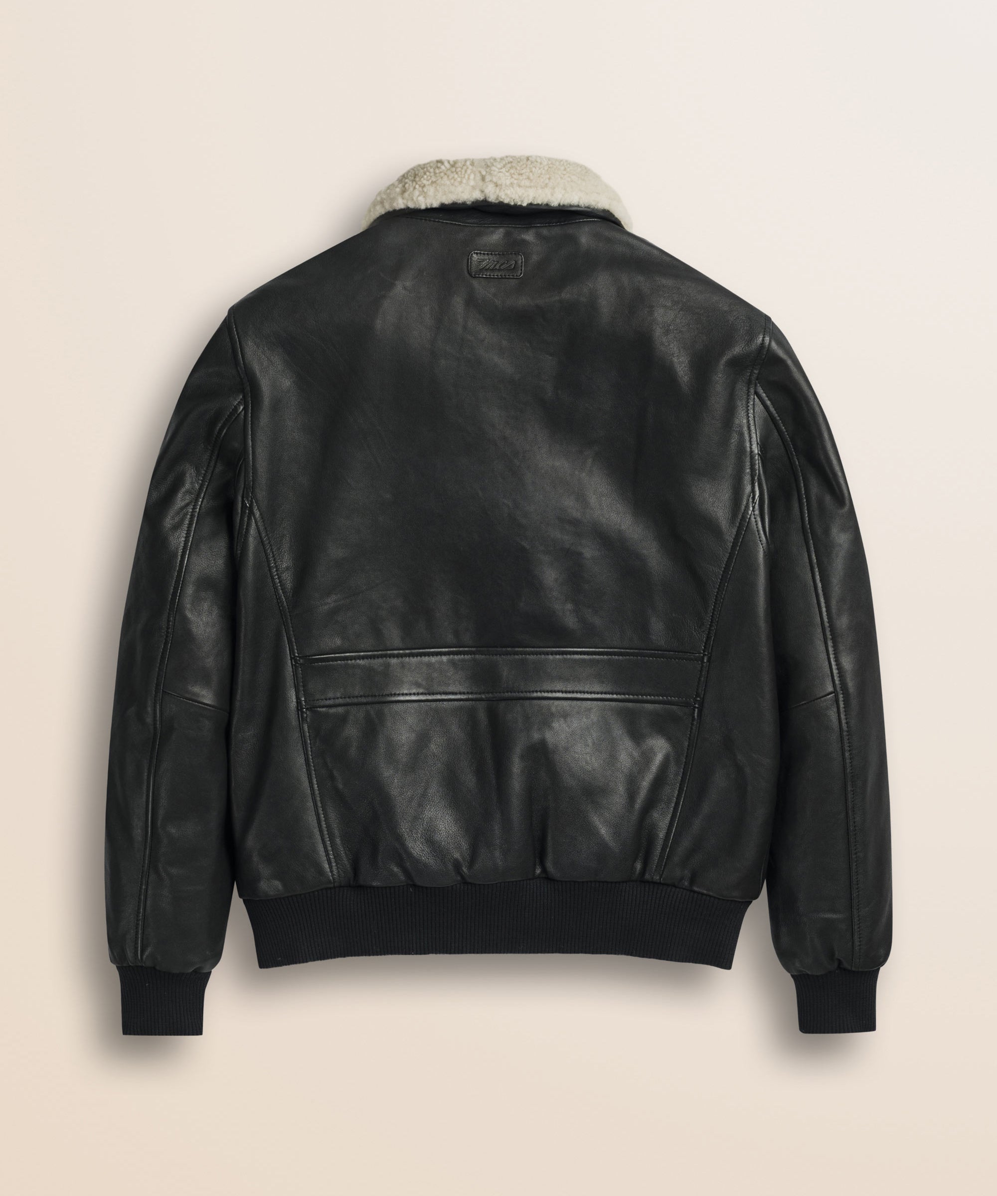 Giubbotto Aviatore in Pelle con Collo Staccabile retro - Black