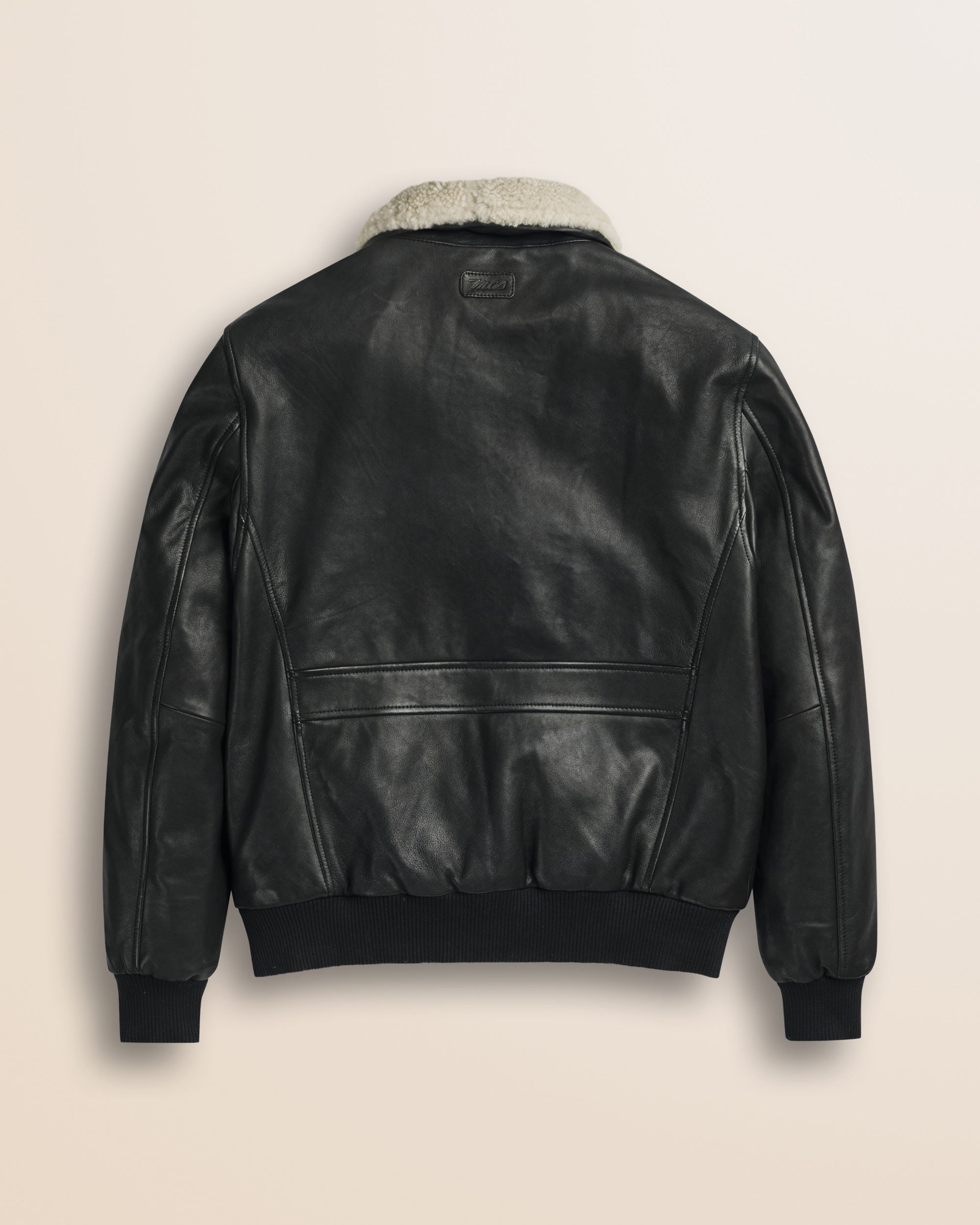 Giubbotto Aviatore in Pelle con Collo Staccabile retro - Black