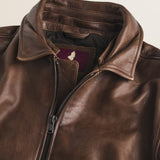 Giubbotto Aviatore in Pelle con Collo Staccabile dettaglio colletto - Cuir