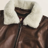 Giubbotto Aviatore in Pelle con Collo Staccabile dettaglio colletto - Cuir