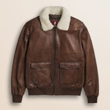 Giubbotto Aviatore in Pelle con Collo Staccabile fronte - Cuir