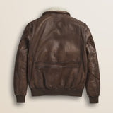 Giubbotto Aviatore in Pelle con Collo Staccabile retro - Cuir