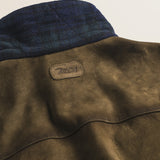 Giacca Harrington in Pelle Scamosciata Cerata dettaglio logo - Cognac