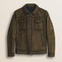 Giacca Harrington in Pelle Scamosciata Cerata fronte - Cognac