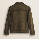 Giacca Harrington in Pelle Scamosciata Cerata retro - Cognac