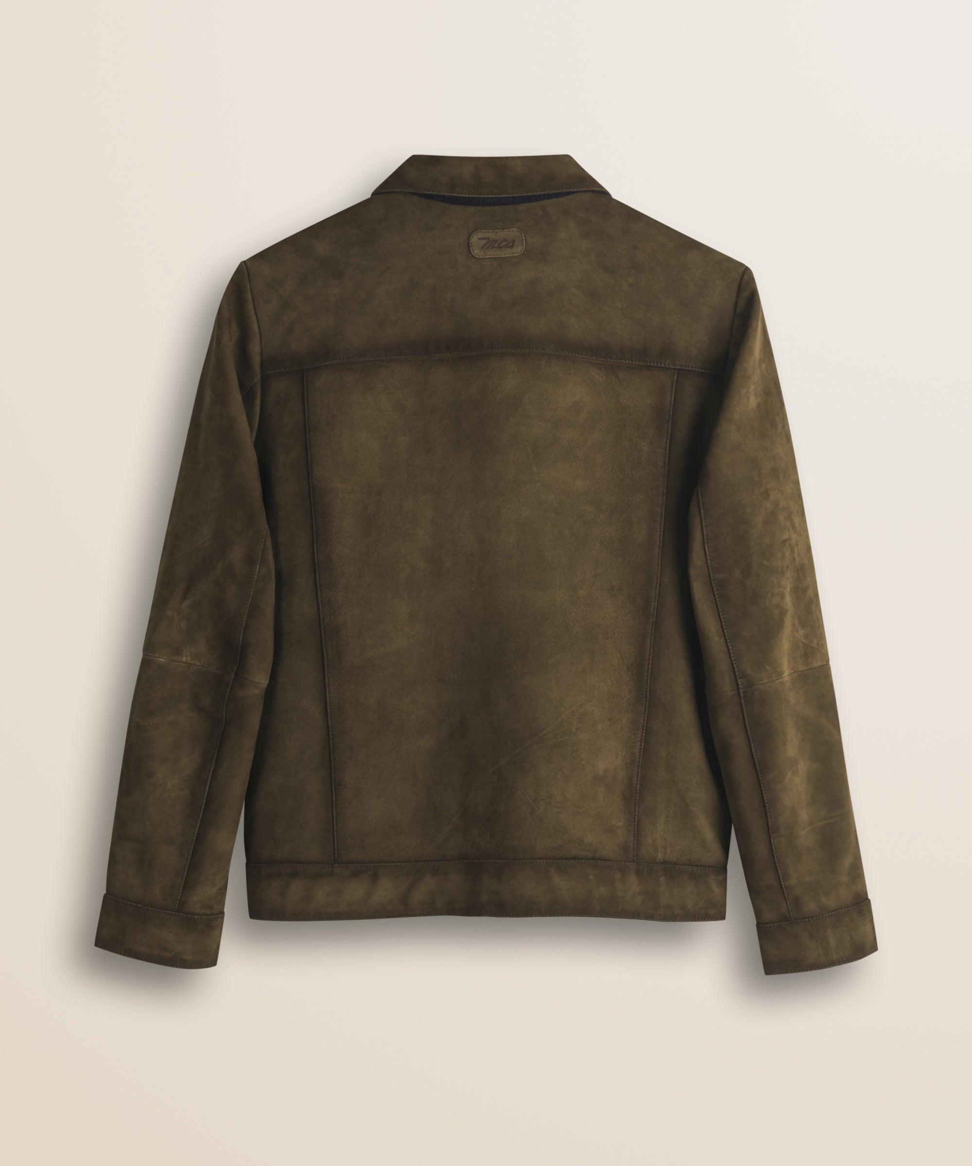Giacca Harrington in Pelle Scamosciata Cerata retro - Cognac