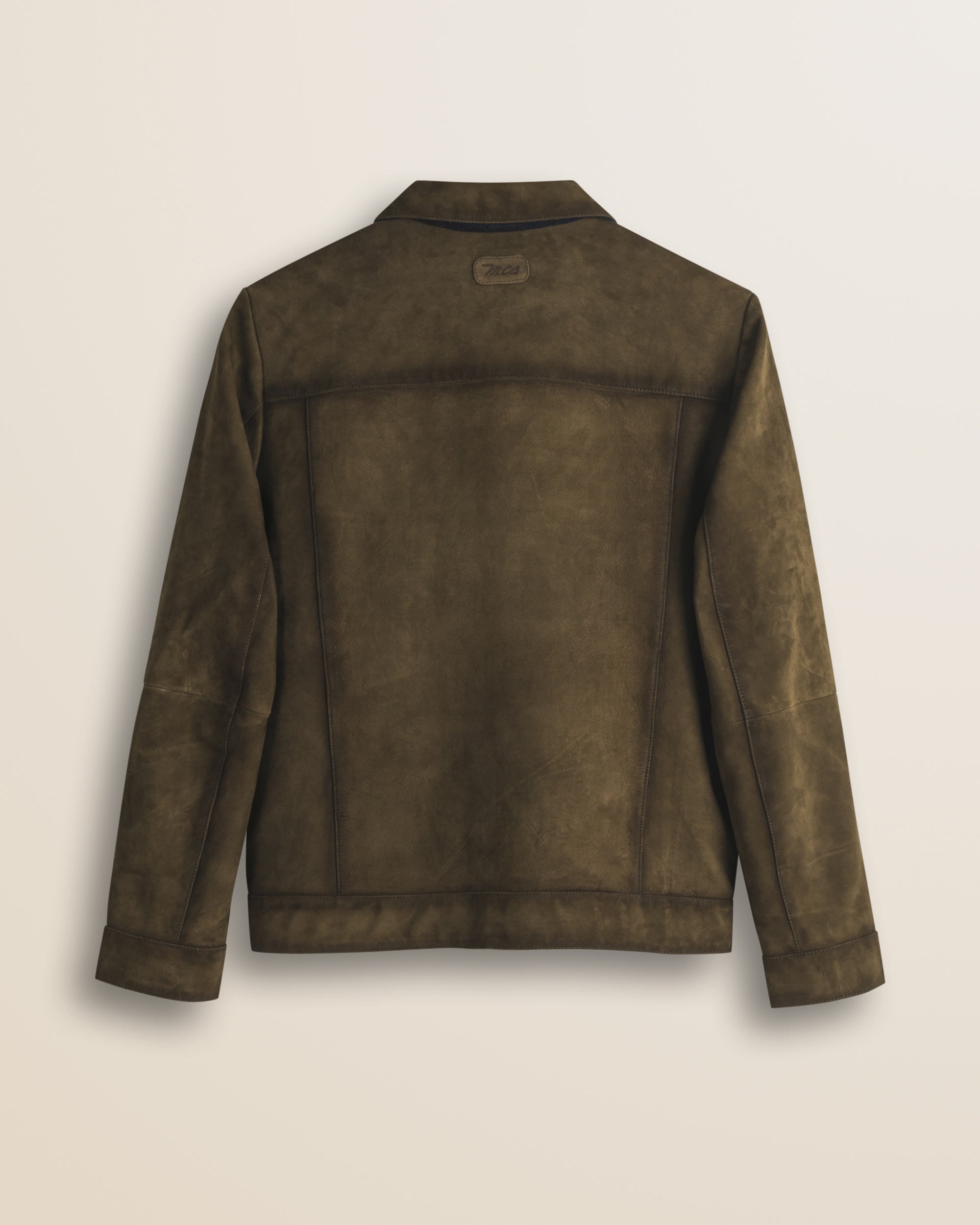 Giacca Harrington in Pelle Scamosciata Cerata retro - Cognac