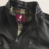 Giacca Biker in Pelle d'Agnello Cerata a Mano dettaglio colletto - Chocolate