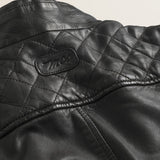 Giacca Biker in Pelle d'Agnello Cerata a Mano dettaglio logo - Chocolate