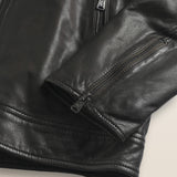 Giacca Biker in Pelle d'Agnello Cerata a Mano dettaglio manica - Chocolate